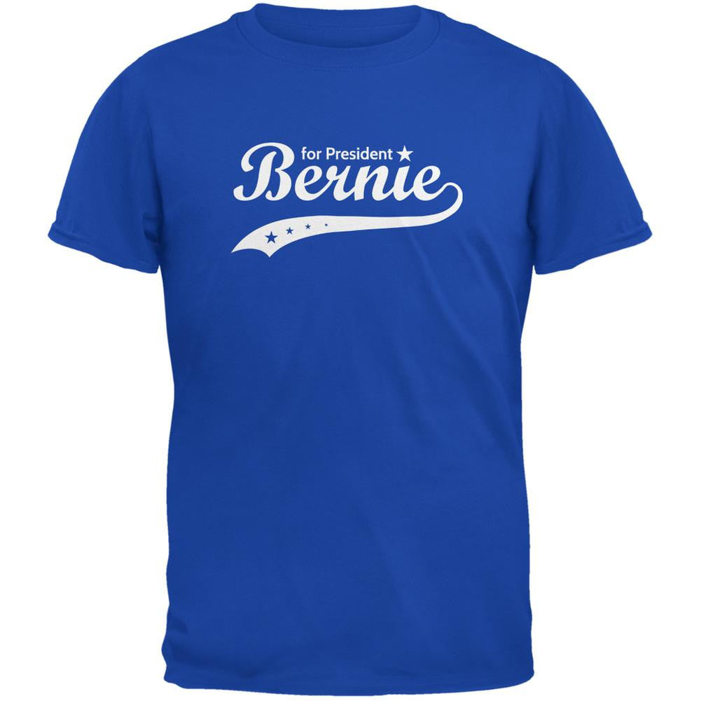Election 2016 Bernie Sanders for President Swoosh Royal Adult T-Shirt Men's T-Shirts Old Glory 2XL Blue
