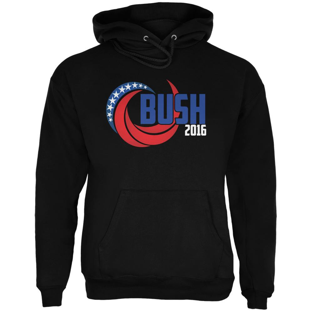 Election 2016 Bush 2016 Swoosh Black Adult Hoodie Men's Hoodies Old Glory 2XL Black