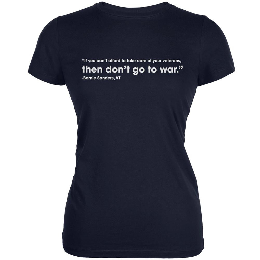 Election 2016 Bernie Sanders Veterans Quote Navy Juniors Soft T-Shirt Juniors T-Shirts Old Glory 2XL Blue