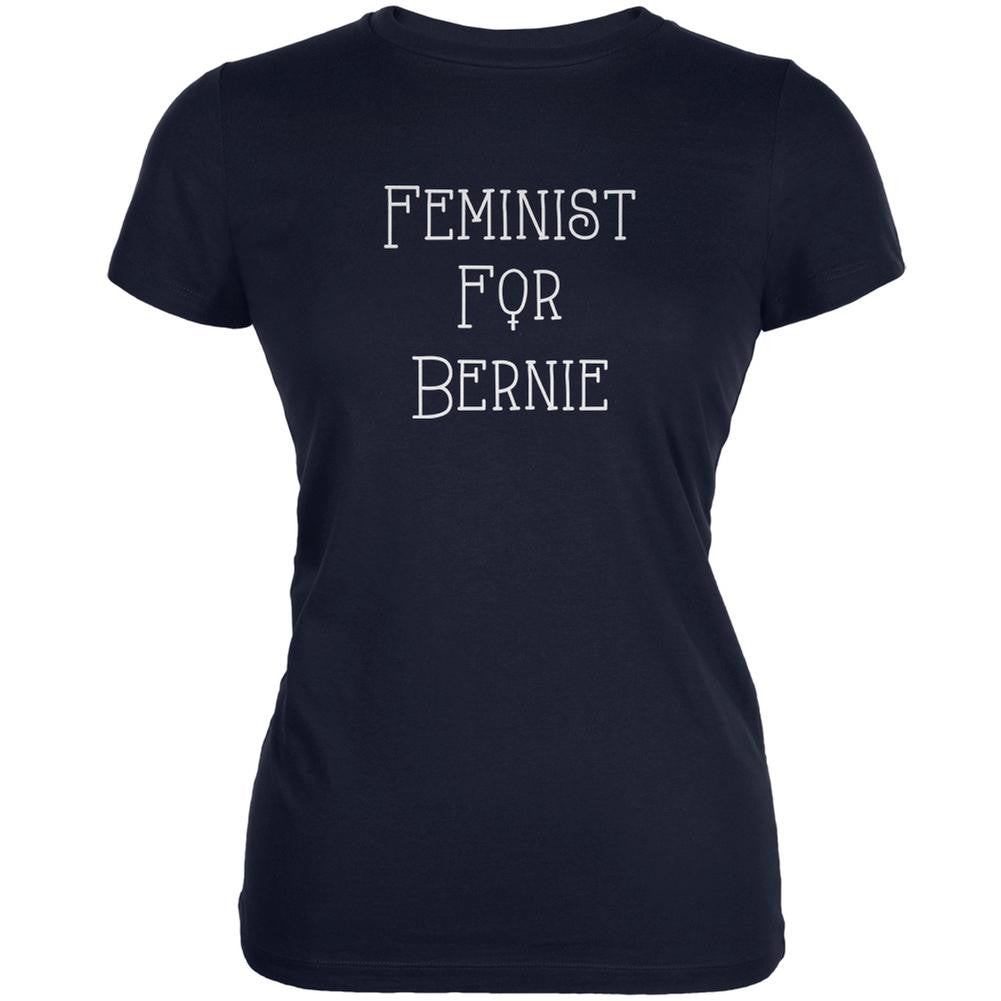 Election 2016 Feminist for Bernie Sanders Navy Juniors Soft T-Shirt Juniors T-Shirts Old Glory 2XL Blue