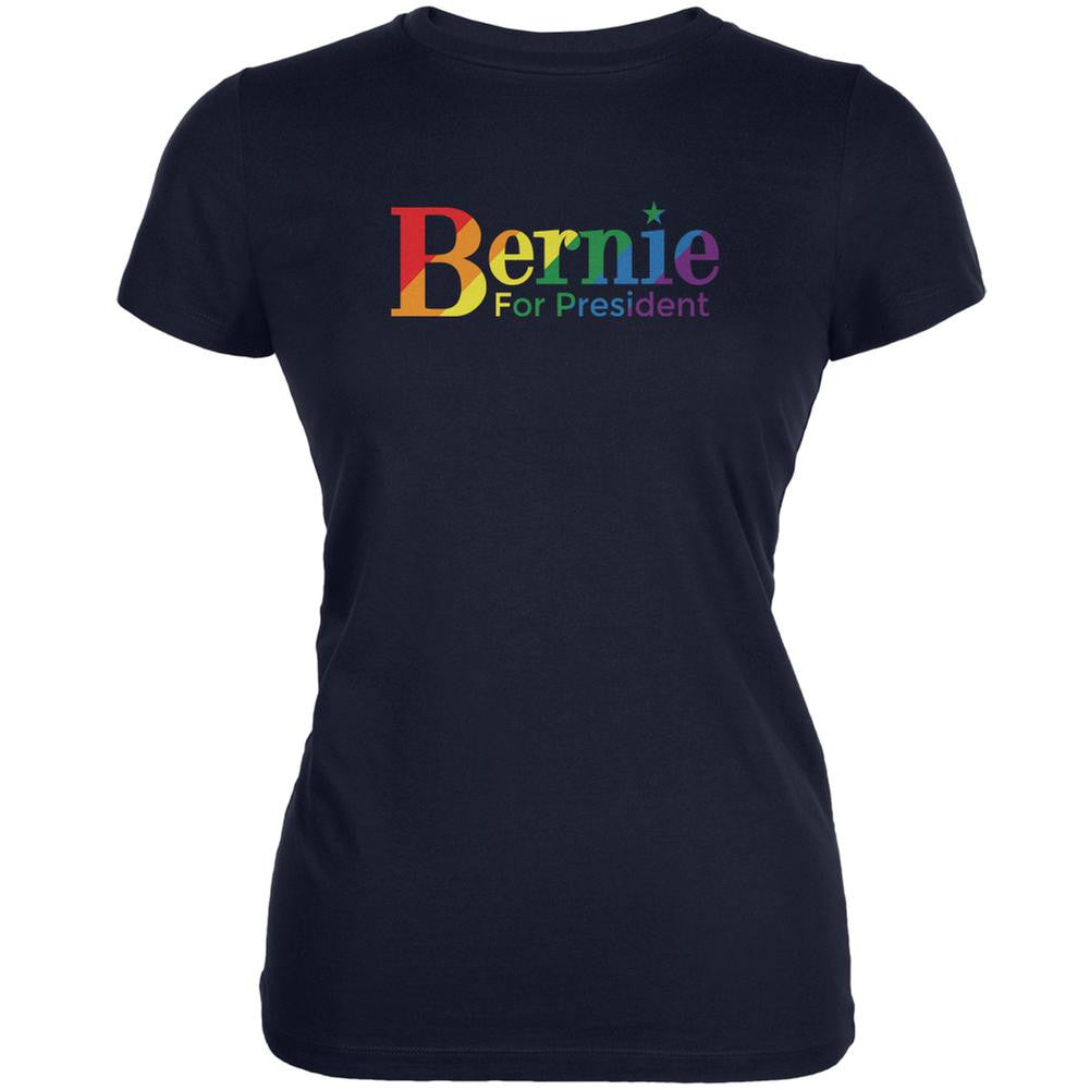 Election 2016 LGBT Bernie Sanders President Navy Juniors Soft T-Shirt Juniors T-Shirts Old Glory 2XL Blue