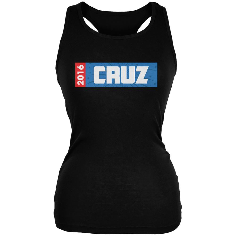 Election 2016 Cruz Rectangle Logo Black Juniors Soft Tank Top Juniors Tank Tops Old Glory 2XL Black