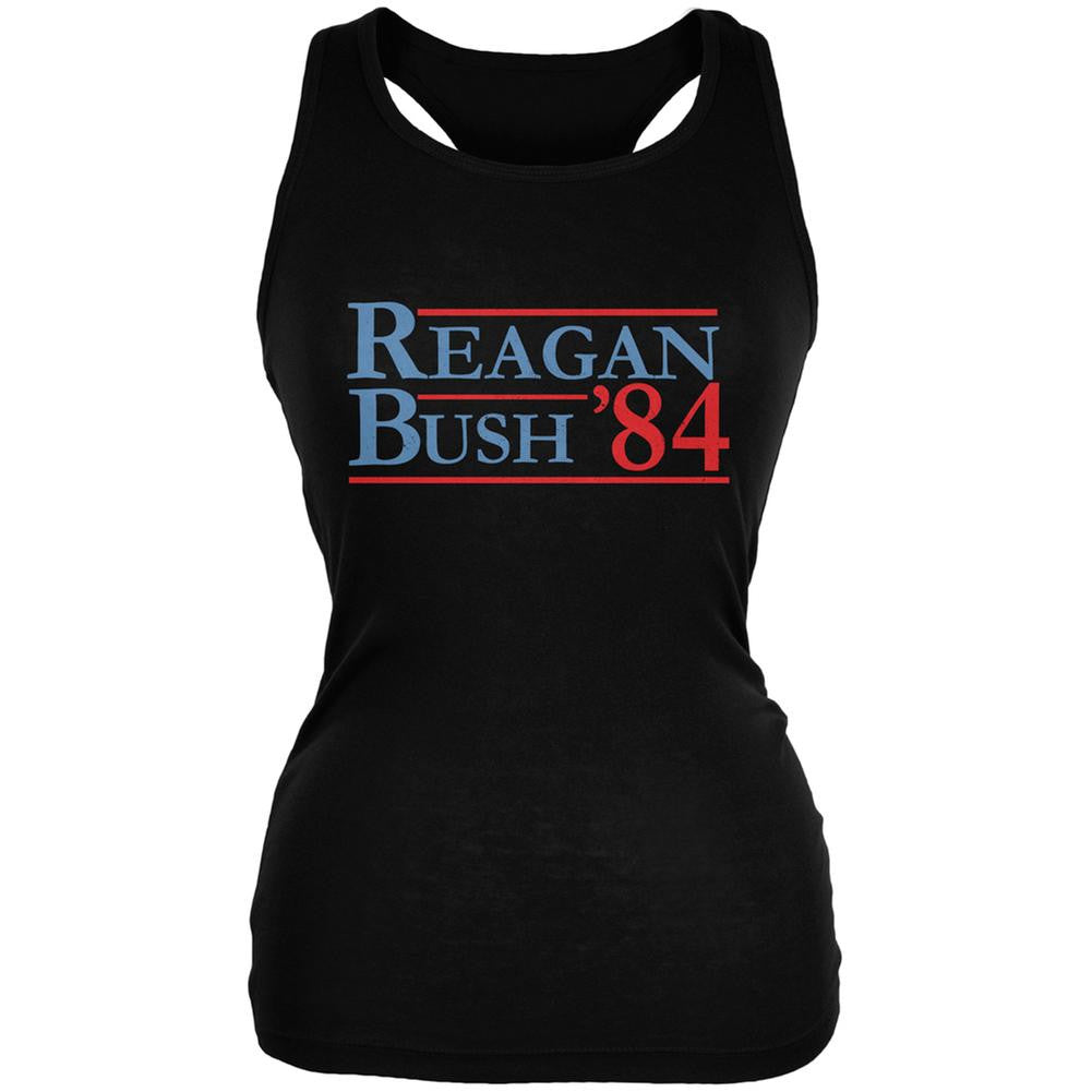 Election 1984 Reagan Bush Distressed Black Juniors Soft Tank Top Juniors Tank Tops Old Glory 2XL Black