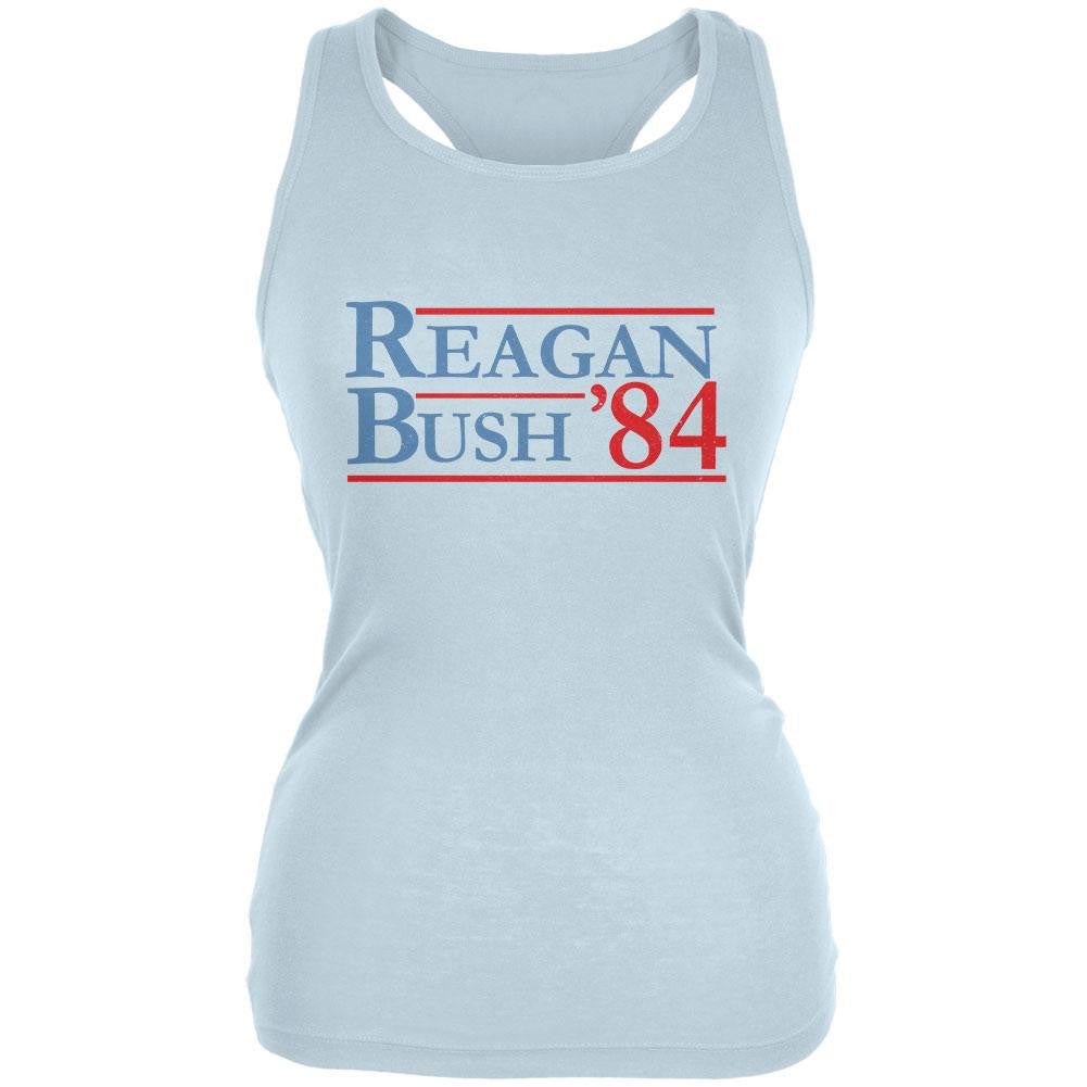 Election 1984 Reagan Bush Distressed Pale Blue Juniors Soft Tank Top Juniors Tank Tops Old Glory 2XL Blue