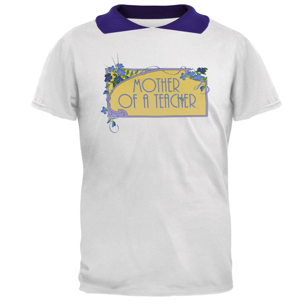 Mother Of A Teacher Women's 2Fer Polo T-Shirt Women's Polo Shirts Old Glory XL White