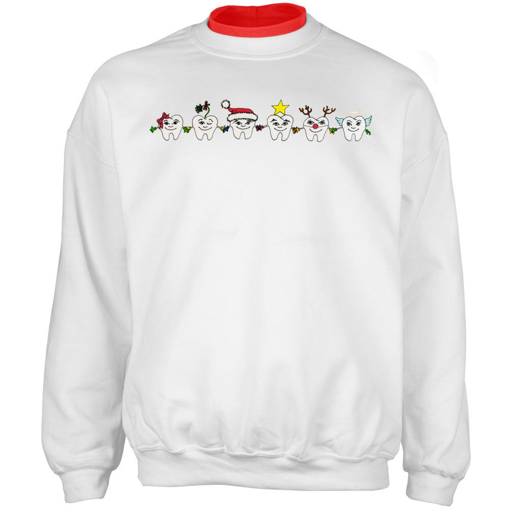 Dentist Christmas Teeth Adult 2Fer Crew Sweatshirt Men's Sweatshirts Old Glory LG White