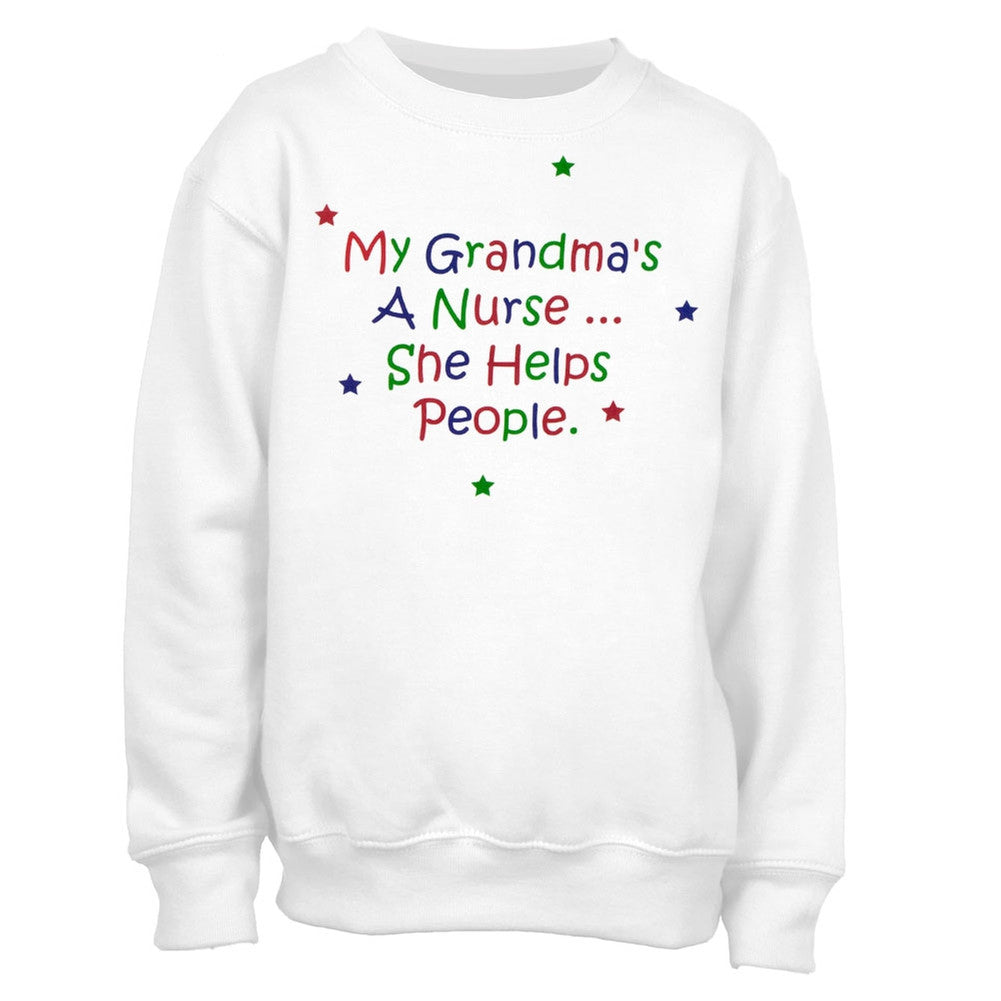 My Grandma's A Nurse Youth Crew Sweatshirt Youth Sweatshirts Old Glory MD White