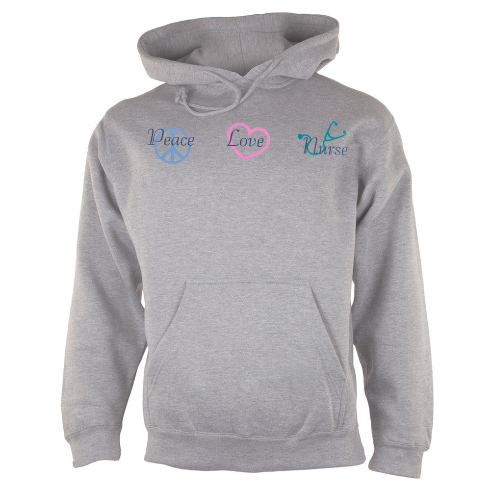 Peace Love Nurse Adult Pullover Hoodie Men's Hoodies Old Glory