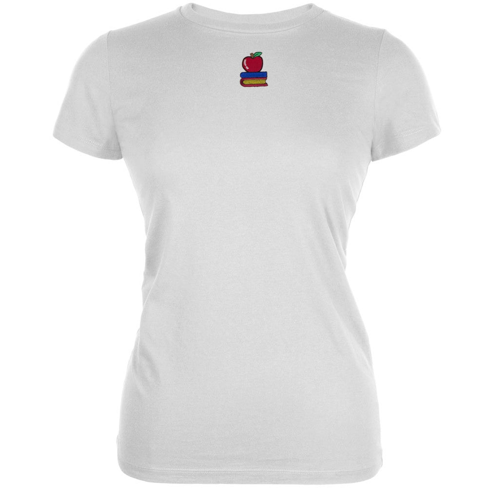 Teacher's Apple and Books Patch T-Shirt Men's T-Shirts Old Glory MD White