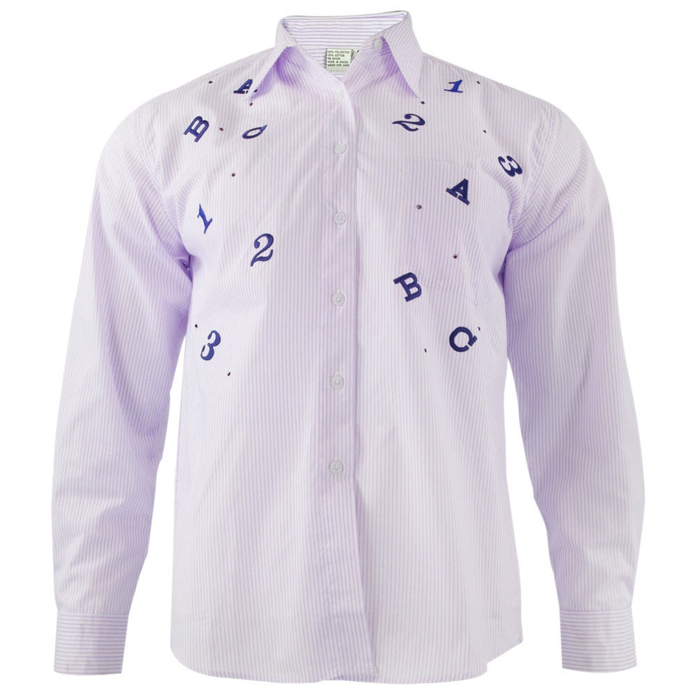 Teacher's ABC 123 Embroidery Purple Adult Button-Up T-Shirt Men's Dress Shirts Old Glory