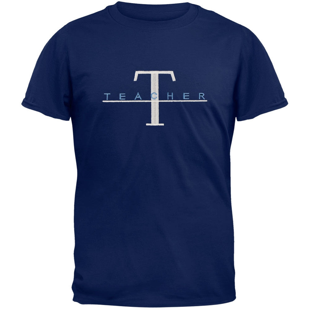 Teacher Big T Logo Embroidery Navy Adult T-Shirt Men's T-Shirts Old Glory