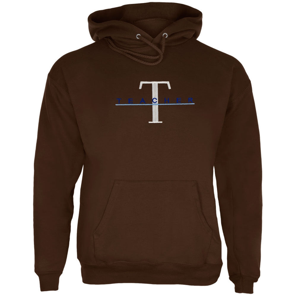 Teacher Big T Logo Embroidery Brown Adult Pullover Hoodie Men's Sweatshirts Old Glory
