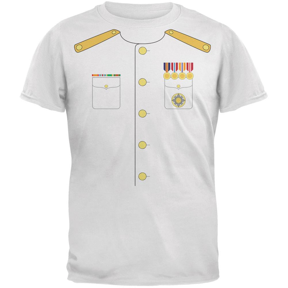 Halloween Navy Admiral Costume White Adult T-Shirt Men's T-Shirts Old Glory 2XL White