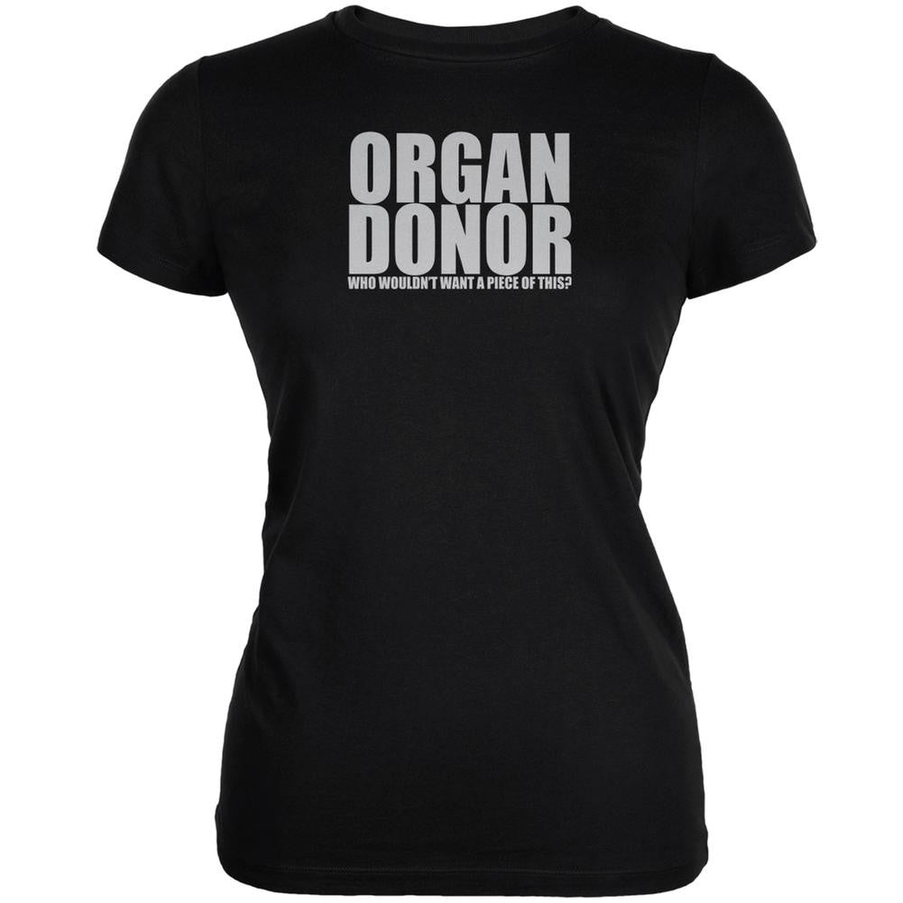 Organ Donor Funny Black Juniors Soft T-Shirt Juniors T-Shirts Old Glory 2XL Black