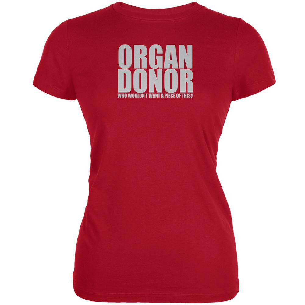 Organ Donor Funny Red Juniors Soft T-Shirt Juniors T-Shirts Old Glory 2XL Red