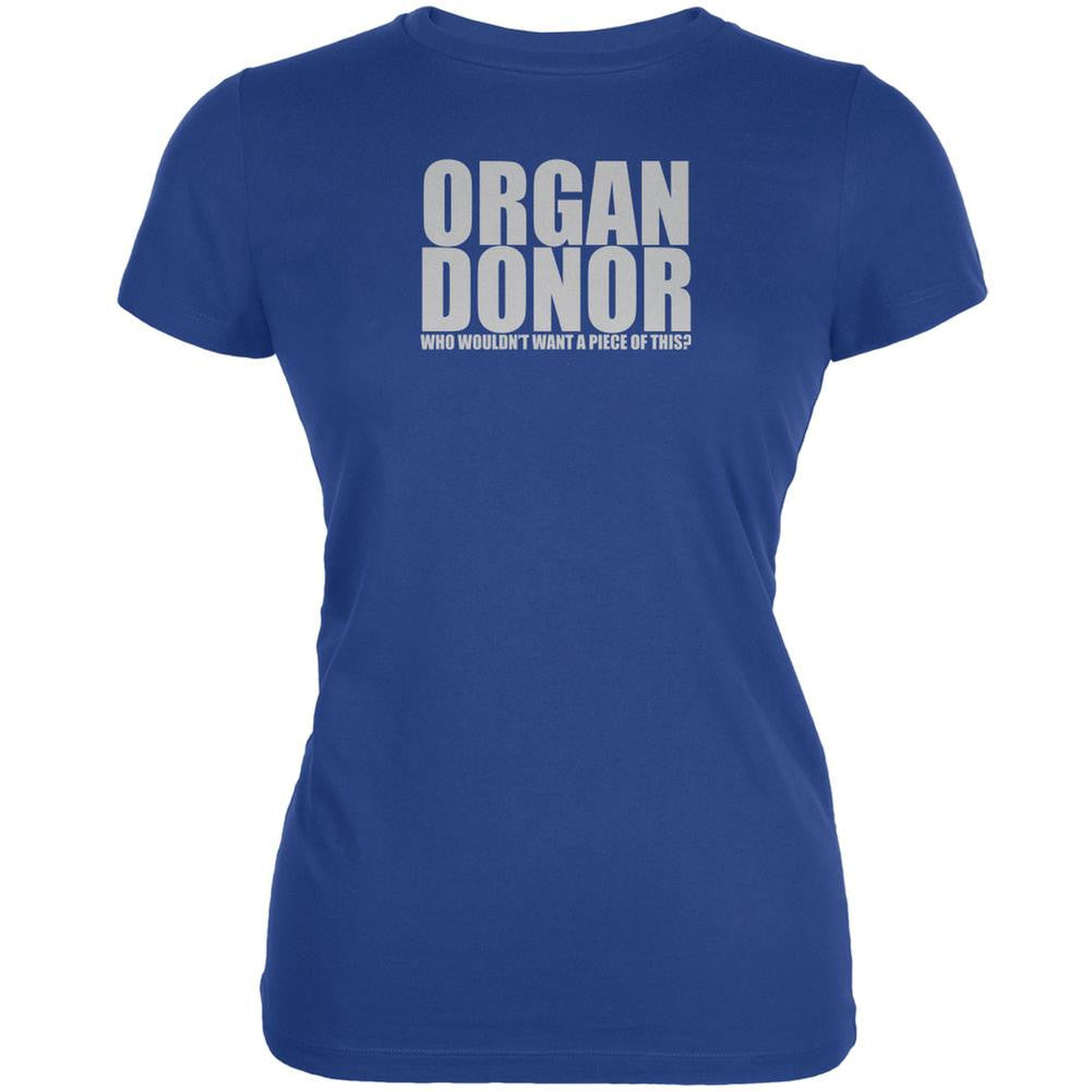 Organ Donor Funny Royal Juniors Soft T-Shirt Juniors T-Shirts Old Glory 2XL Blue