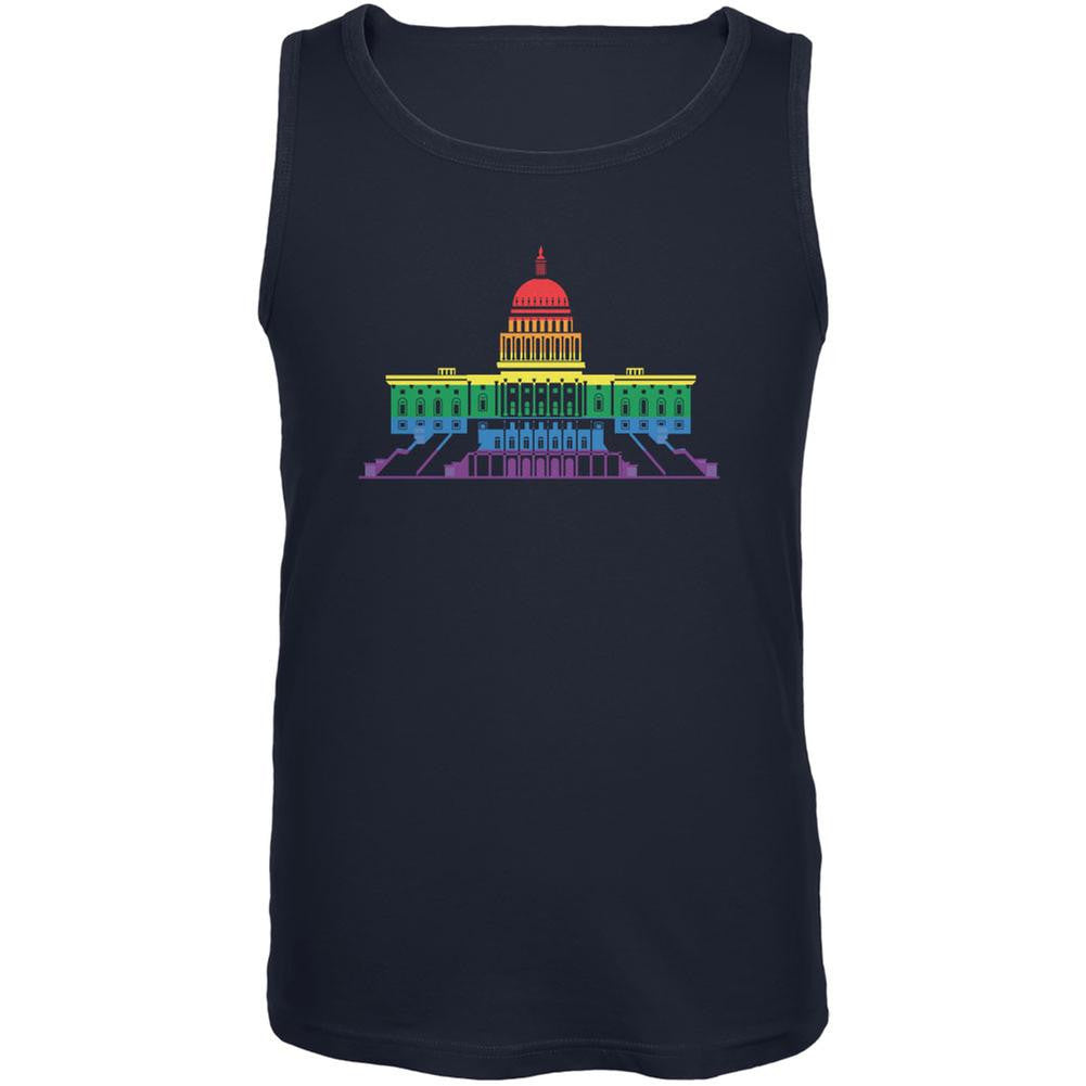 LGBT Gay Pride Capitol Building USA Navy Adult Tank Top Men's Tank Tops Old Glory 2XL Blue