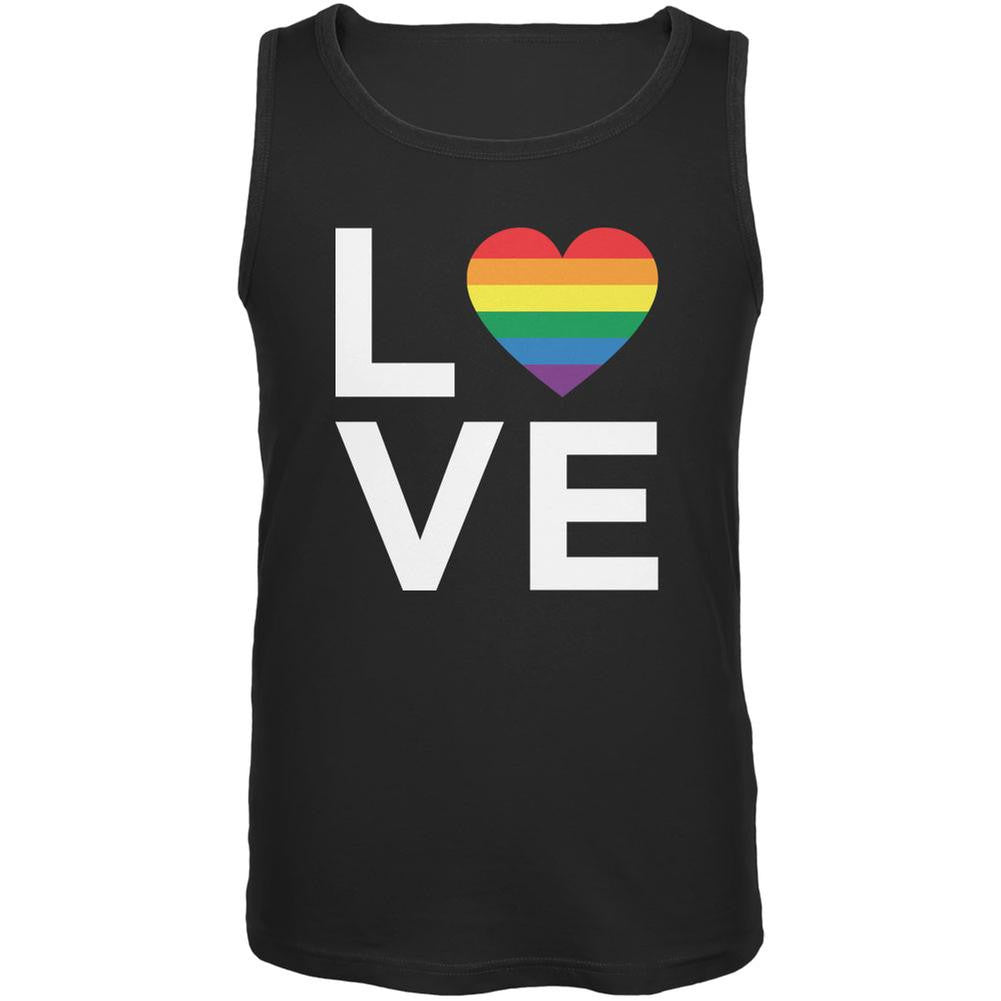 LGBT Love Stacked Heart Black Adult Tank Top Men's Tank Tops Old Glory 2XL Black