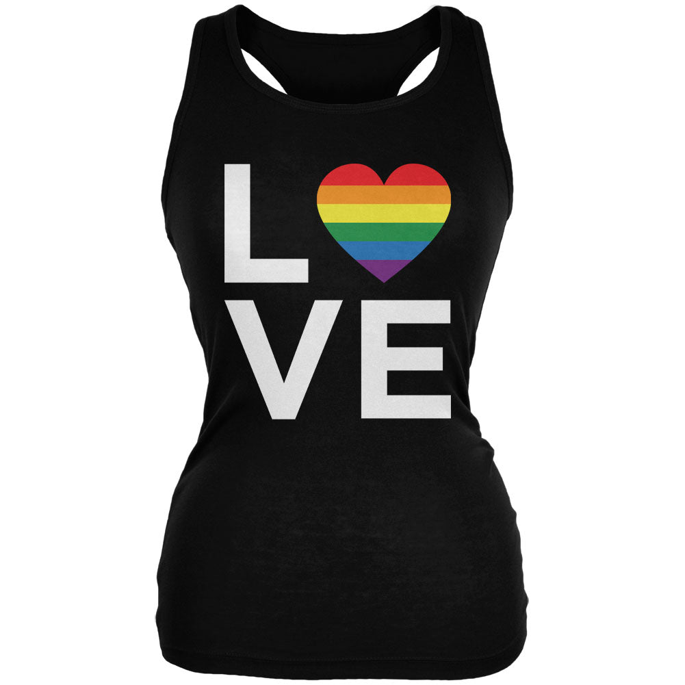 LGBT Love Stacked Heart Black Juniors Soft Tank Top Juniors Tank Tops LGBT 2XL Black
