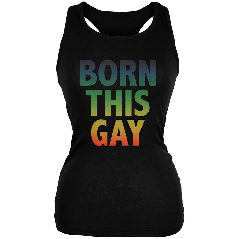 Gay Pride LGBT Born This Gay Black Juniors Soft Tank Top Juniors Tank Tops Old Glory 2XL Black