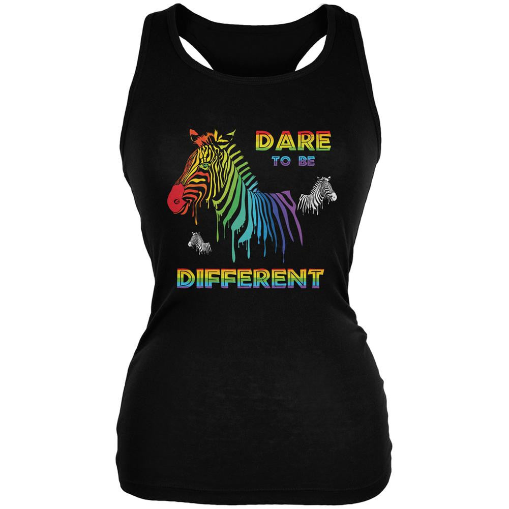 Gay Pride LGBT Dare To Be Different Black Juniors Soft Tank Top Juniors Tank Tops Old Glory 2XL Black