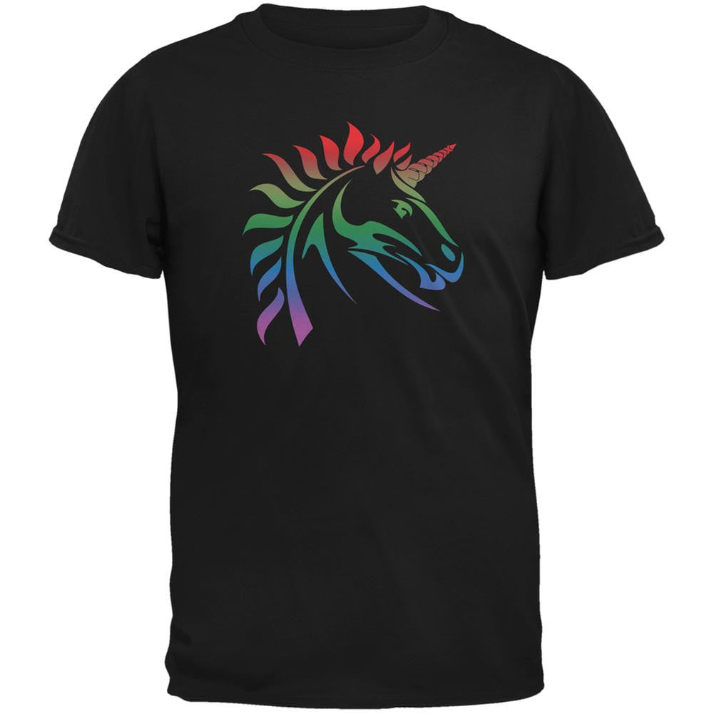 Gay Pride LGBT Rainbow Unicorn Black Adult T-Shirt Men's T-Shirts Old Glory 2XL Black