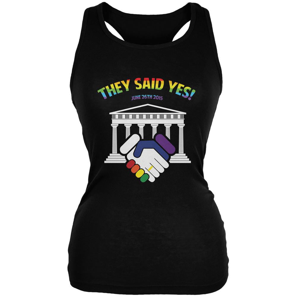Gay Pride LGBT They Said Yes Black Juniors Soft Tank Top Juniors Tank Tops Old Glory 2XL Black