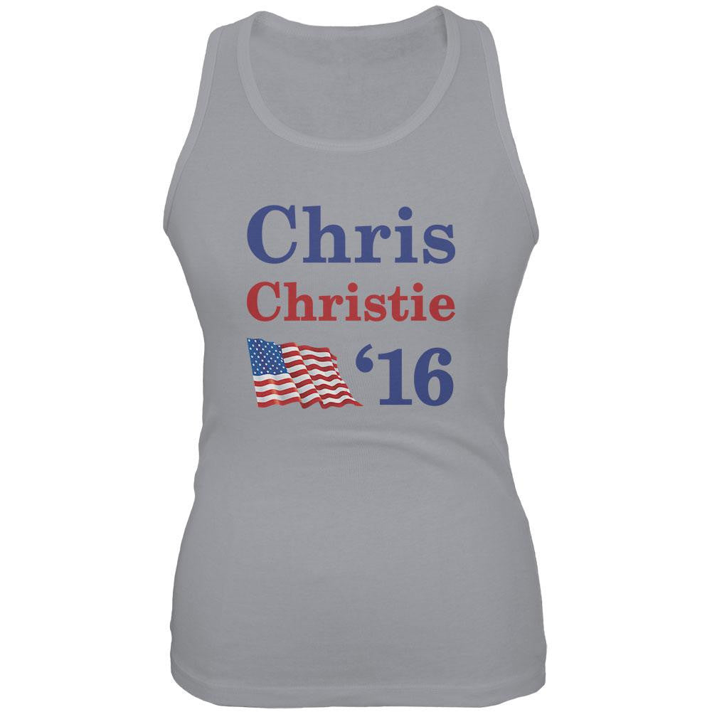 Election 2016 '16 Flag Chris Christie Heather Juniors Soft Tank Top Juniors Tank Tops Old Glory 2XL Grey