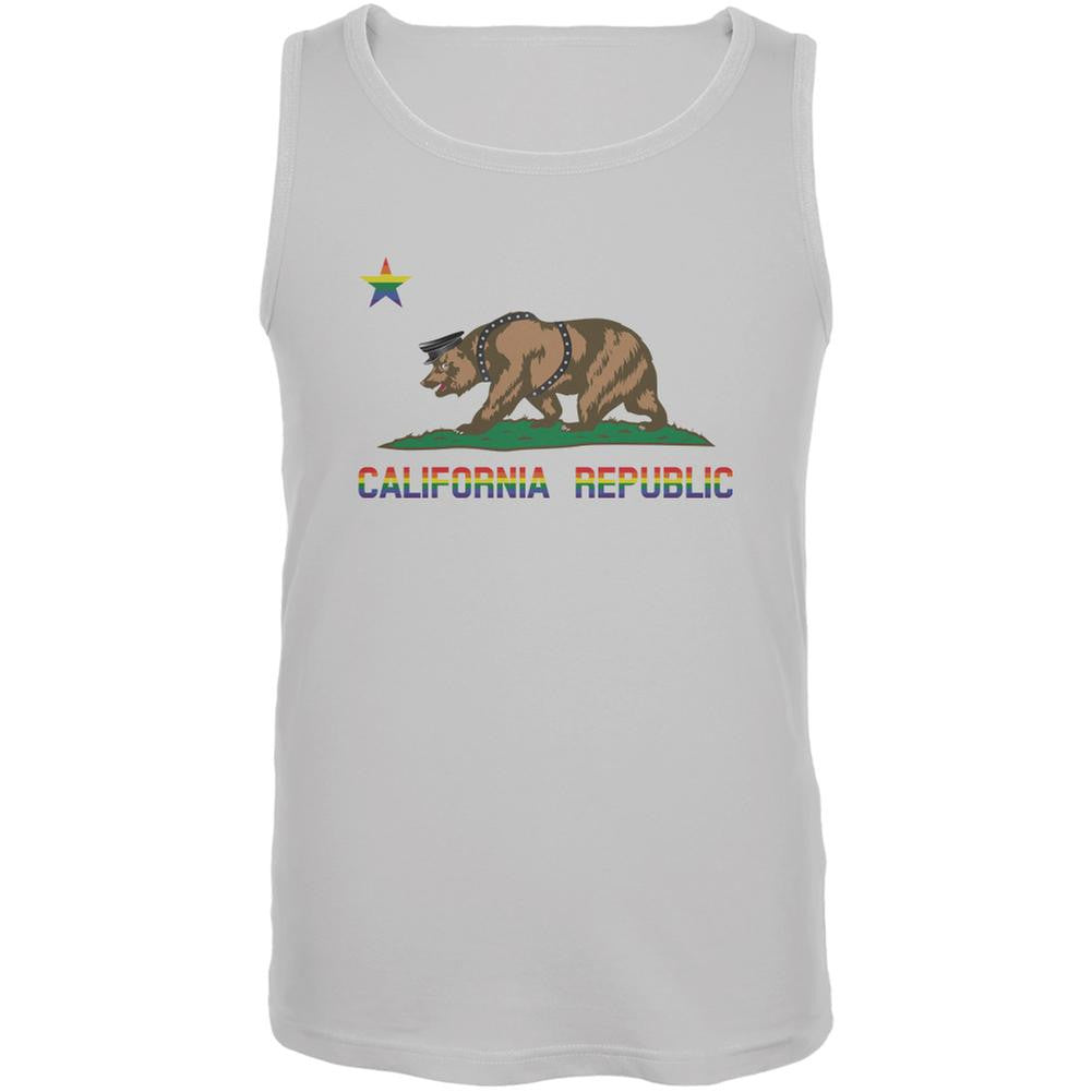 LGBT California Republic Gay Bear White Adult Tank Top Men's Tank Tops Old Glory 2XL White