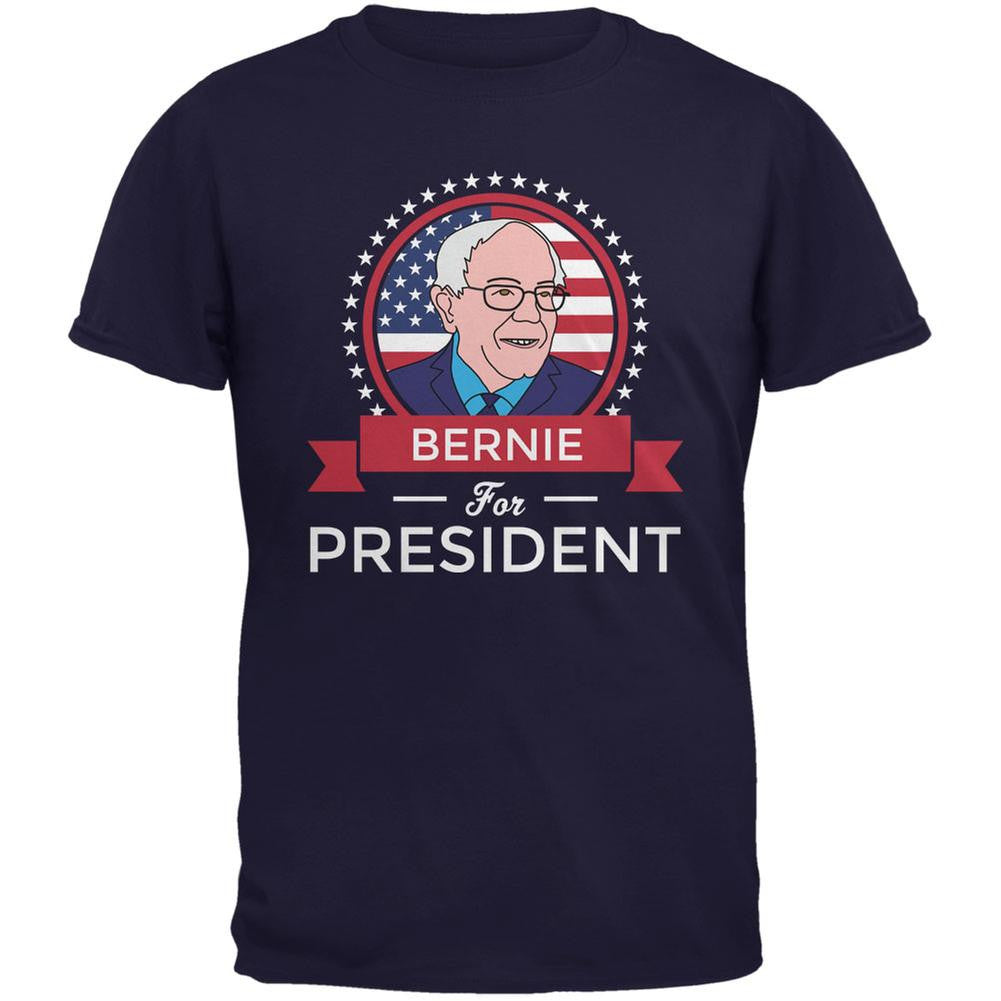 Election 2016 Bernie Sanders President Ribbon Navy Adult T-Shirt Men's T-Shirts Old Glory 2XL Blue