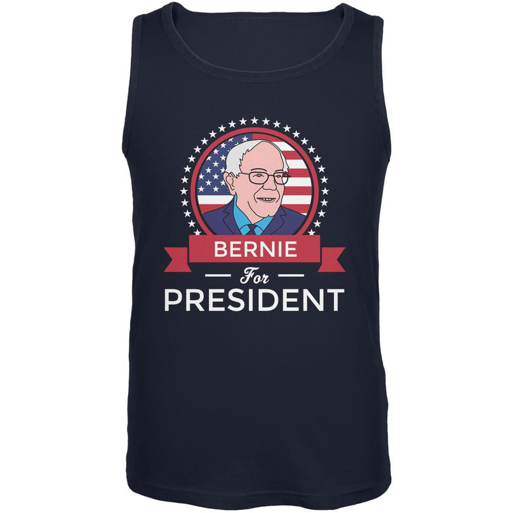 Election 2016 Bernie Sanders President Ribbon Navy Adult Tank Top Men's Tank Tops Old Glory 2XL Blue