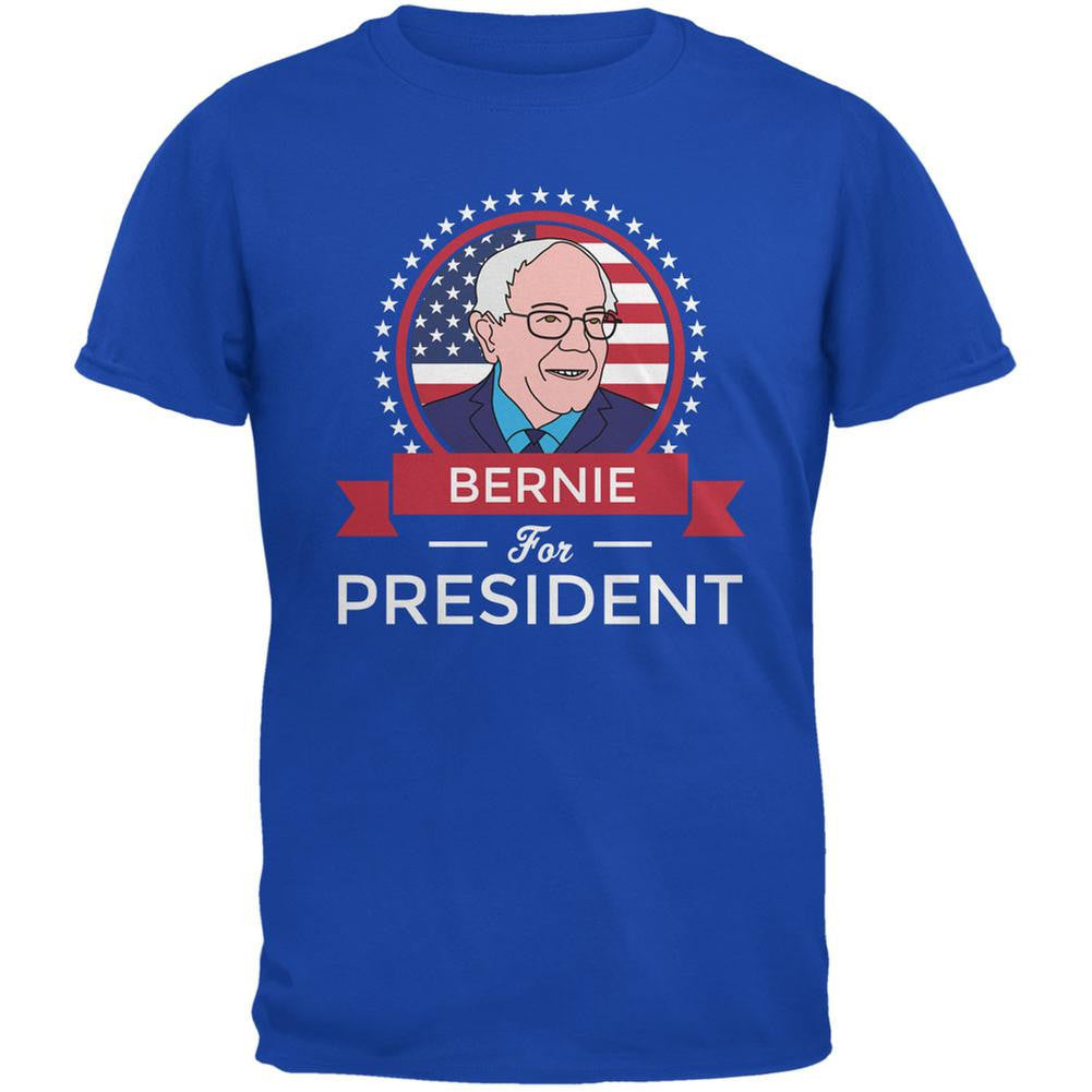 Election 2016 Bernie Sanders President Ribbon Royal Adult T-Shirt Men's T-Shirts Old Glory 2XL Blue