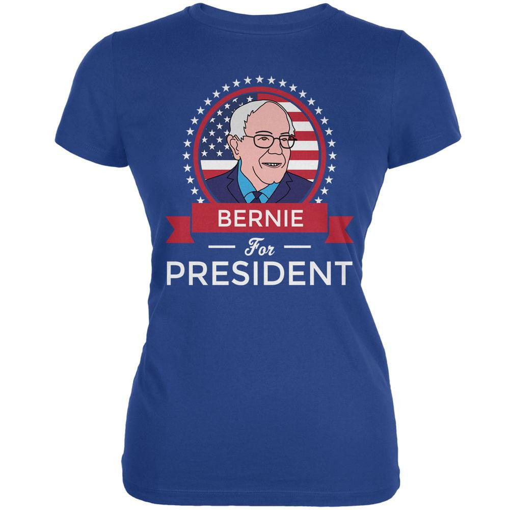 Election 2016 Bernie Sanders President Ribbon Royal Juniors T-Shirt Juniors T-Shirts Old Glory 2XL Blue