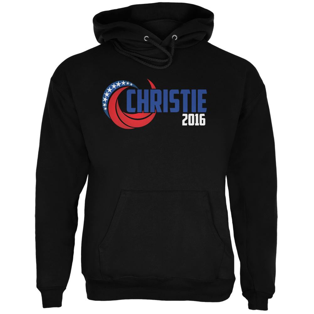 Election 2016 Chris Christie 2016 Swoosh Black Adult Hoodie Men's Hoodies Old Glory 2XL Black