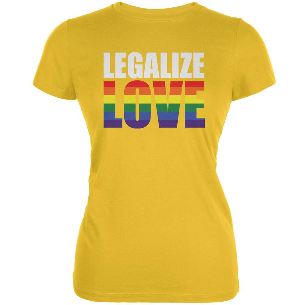 LGBT Legalize Love Rainbow Bright Yellow Juniors Soft T-Shirt Juniors T-Shirts Old Glory 2XL Yellow