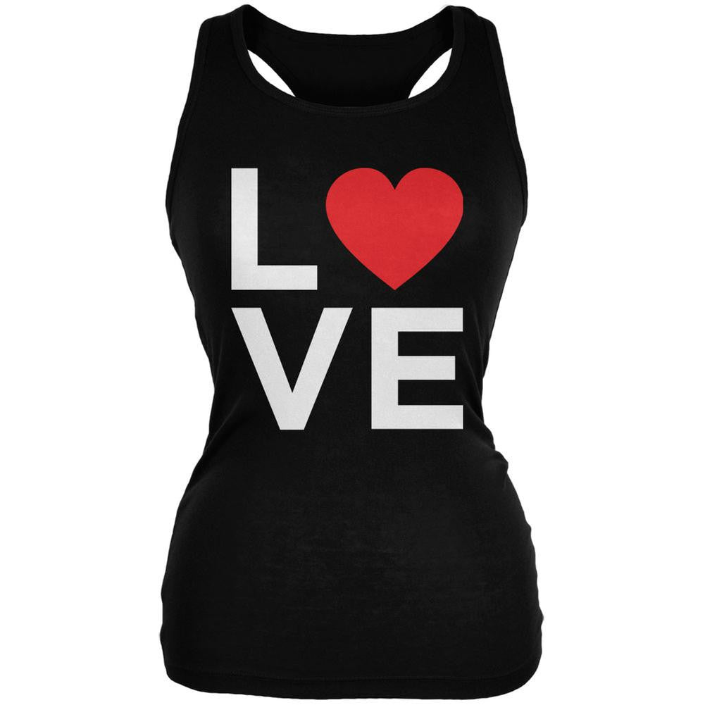 Valentine's Day Love Stacked Heart Black Juniors Soft Tank Top Juniors Tank Tops Old Glory 2XL Black