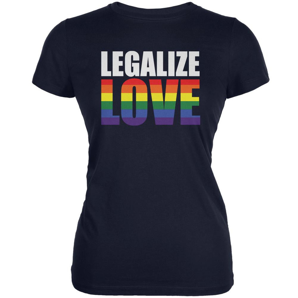 LGBT Legalize Love Rainbow Navy Juniors Soft T-Shirt Juniors T-Shirts Old Glory 2XL Blue