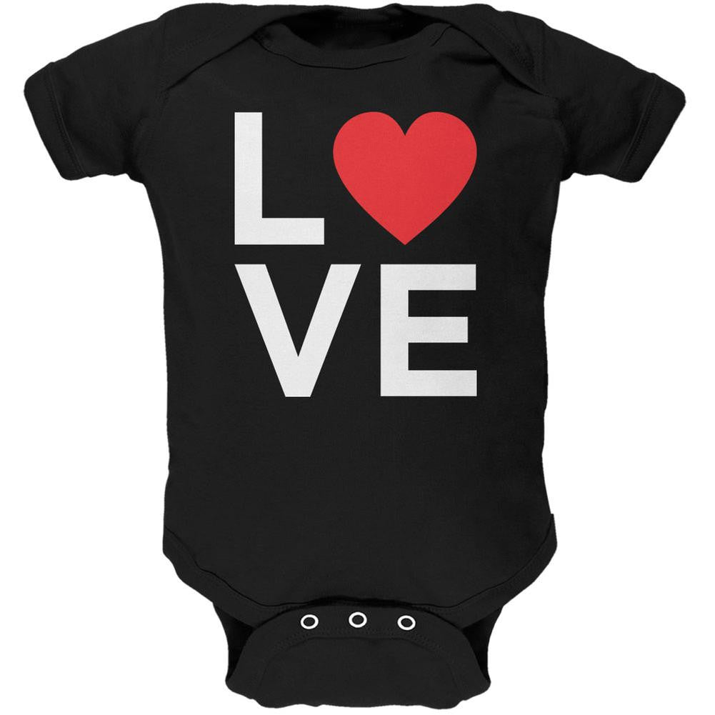 Valentine's Day Love Stacked Heart Black Soft Baby One Piece Baby One Piece Old Glory 0-3M Black
