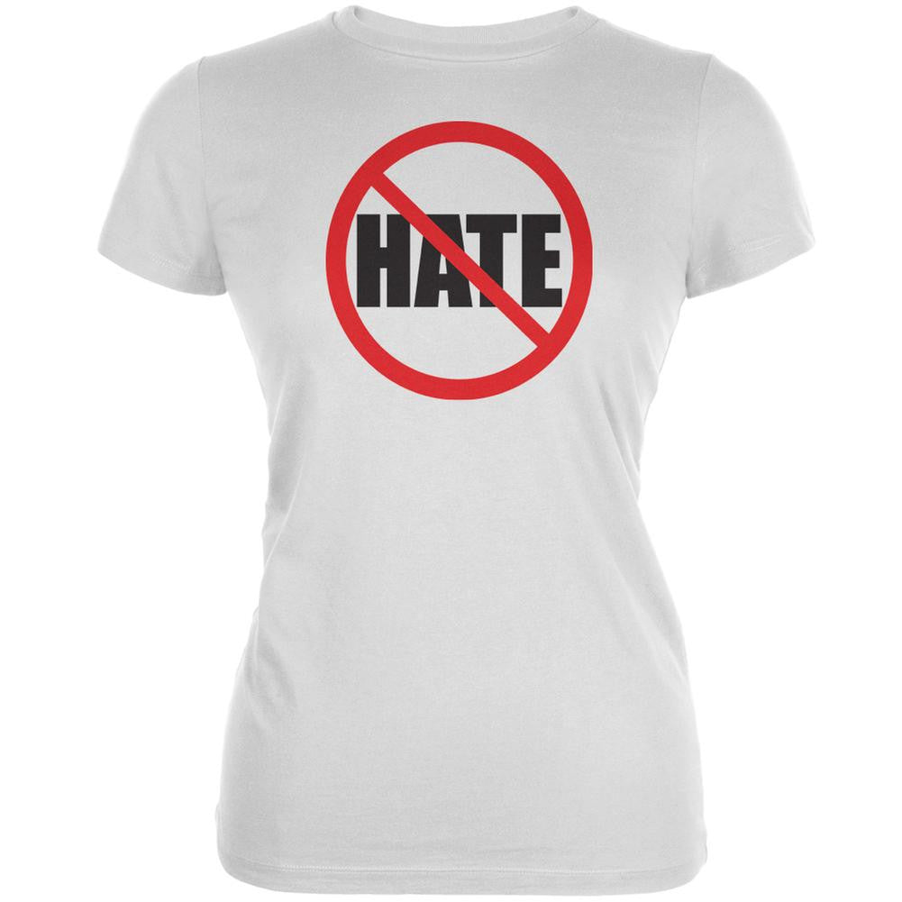 Anti Hate White Juniors Soft T-Shirt Juniors T-Shirts Old Glory 2XL White