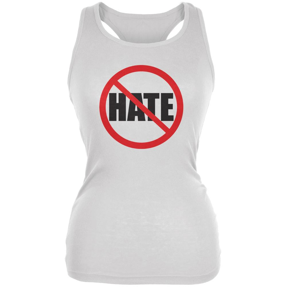 Anti Hate White Juniors Soft Tank Top Juniors Tank Tops Old Glory 2XL White