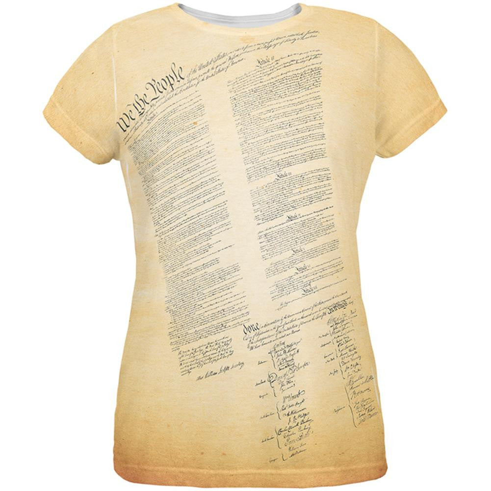 Constitution United States America All Over Womens T-Shirt Women's T-Shirts Old Glory 2XL White