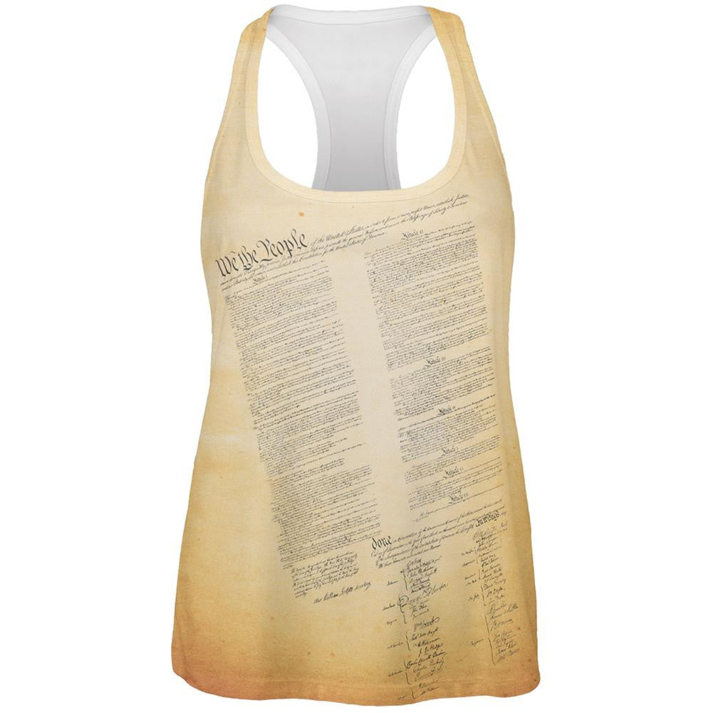 Constitution United States America All Over Womens Work Out Tank Top Women's Tank Tops Old Glory 2XL White