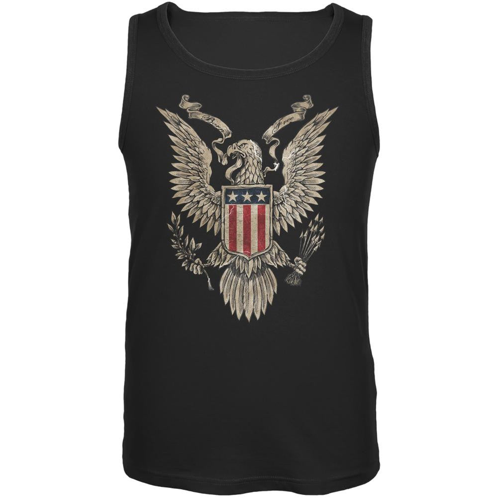 4th July Born Free Vintage American Bald Eagle Black Adult Tank Top Men's Tank Tops Old Glory SM Black