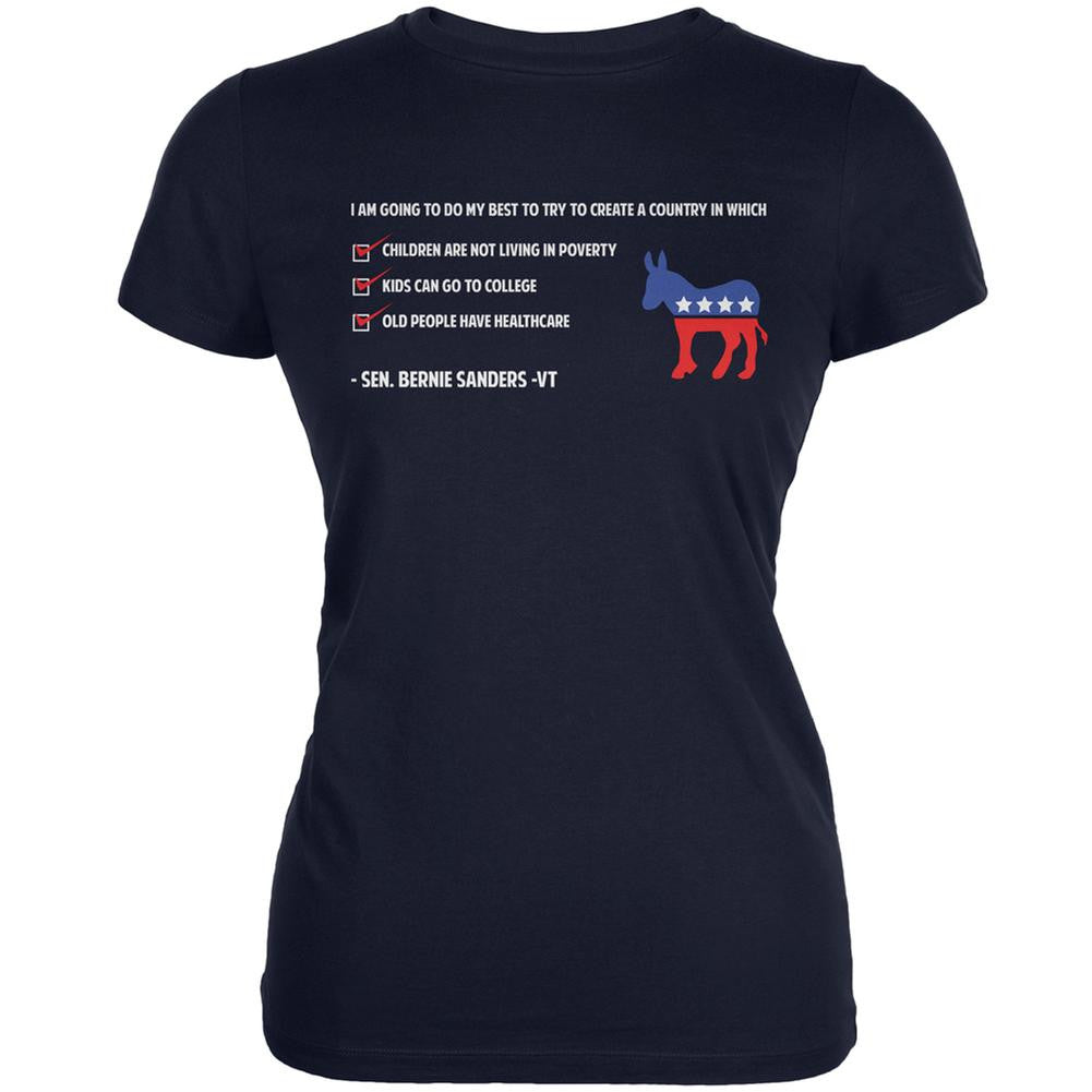 Election 2016 Bernie Sanders Create a Country Navy Juniors T-Shirt Juniors T-Shirts Old Glory 2XL Blue