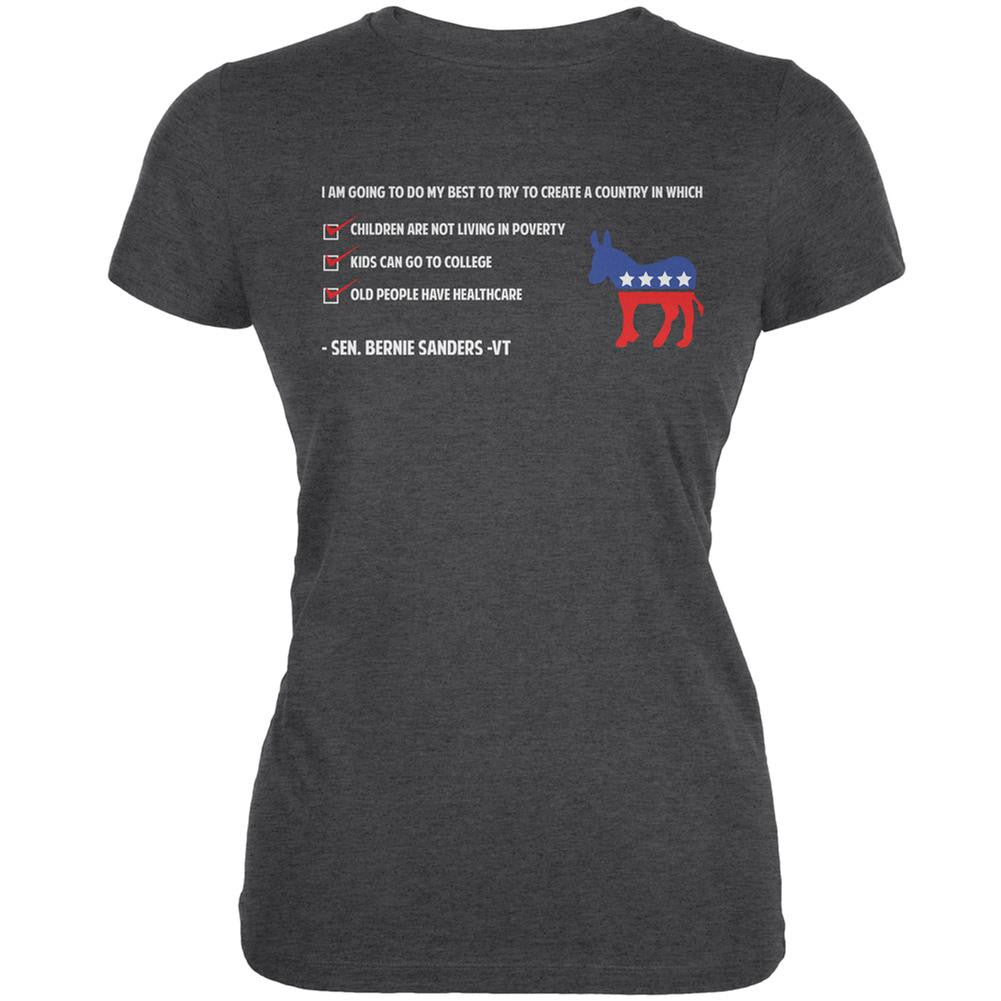 Election 2016 Bernie Sanders Create a Country Heather Juniors T-Shirt Juniors T-Shirts Old Glory 2XL Grey