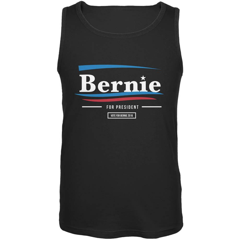 Election 2016 Bernie Sanders Wavy Bars Black Adult Tank Top Men's Tank Tops Old Glory 2XL Black