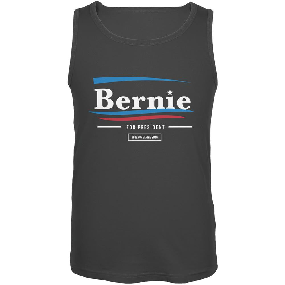 Election 2016 Bernie Sanders Wavy Bars Charcoal Grey Adult Tank Top Men's Tank Tops Old Glory 2XL Grey