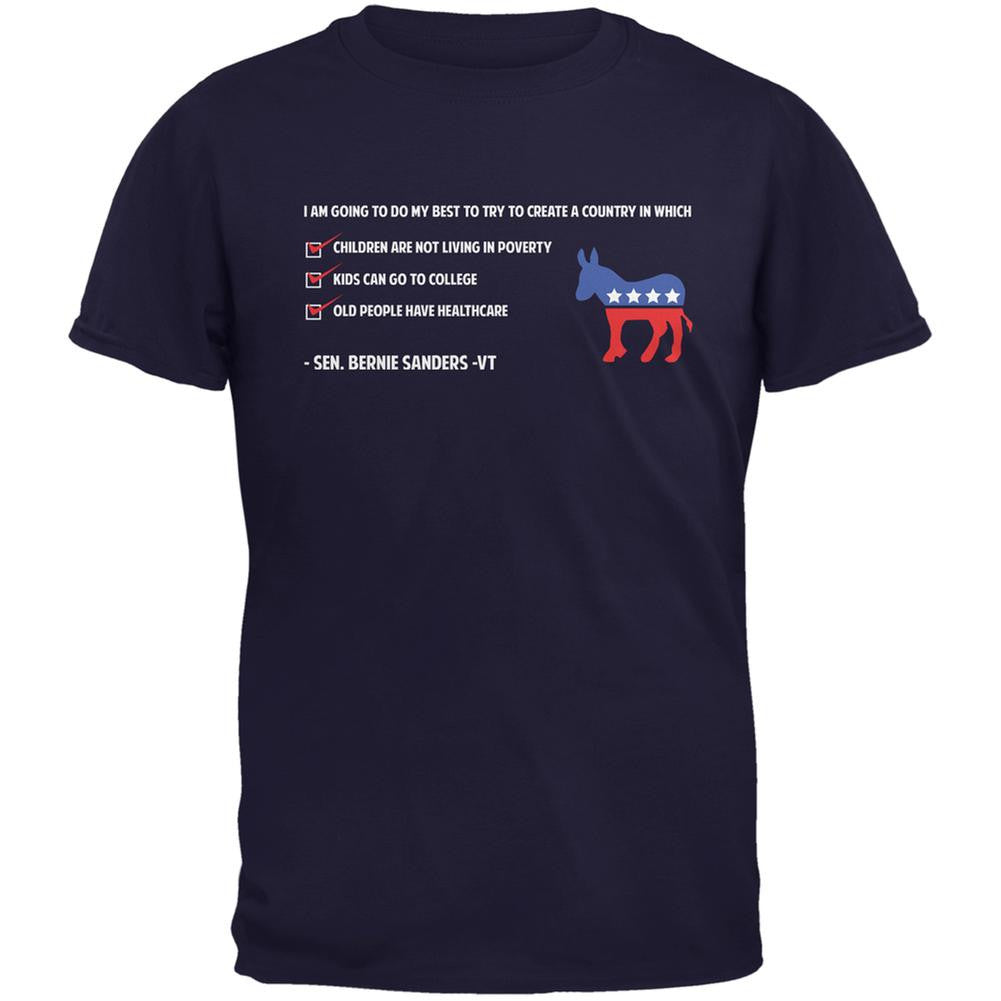 Election 2016 Bernie Sanders Create a Country Quote Navy Adult T-Shirt Men's T-Shirts Old Glory 2XL Blue