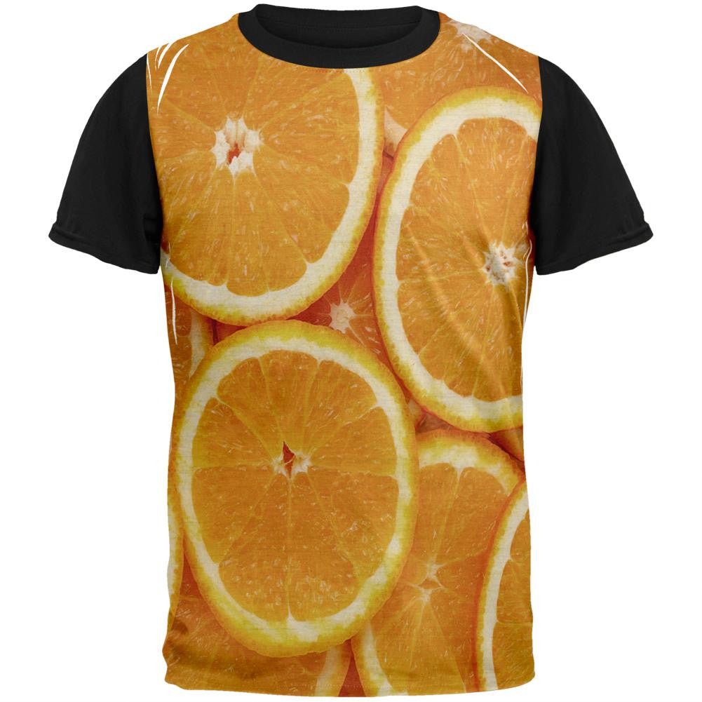 Orange Oranges Citrus Adult Black Back T-Shirt Men's T-Shirts Old Glory SM Orange