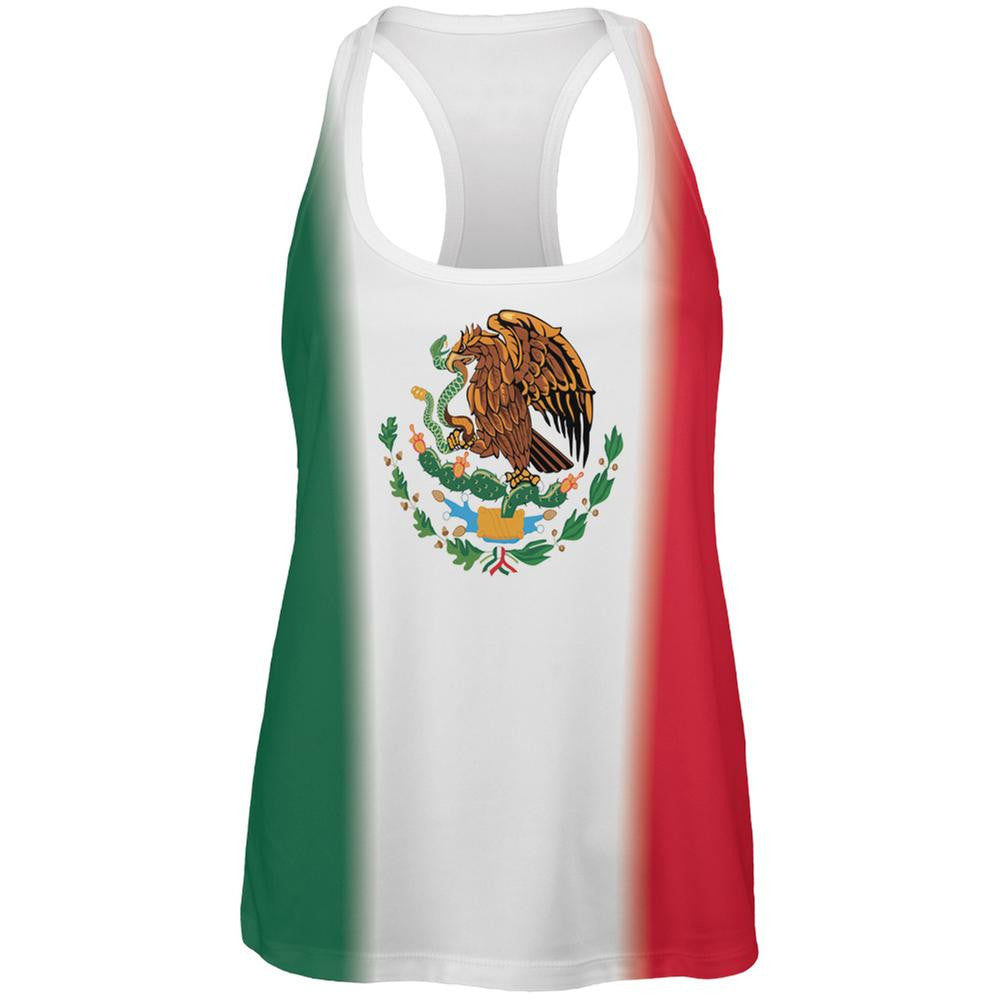Mexican Flag Cinco De Mayo All Over Womens Work Out Tank Top Women's Tank Tops Old Glory 2XL White